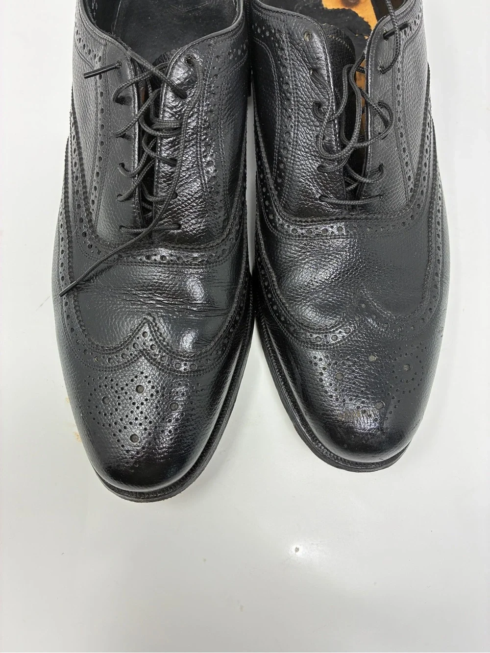 Florsheim Classic Black Genuine Leather Wingtip Oxford Dress Shoes - Men